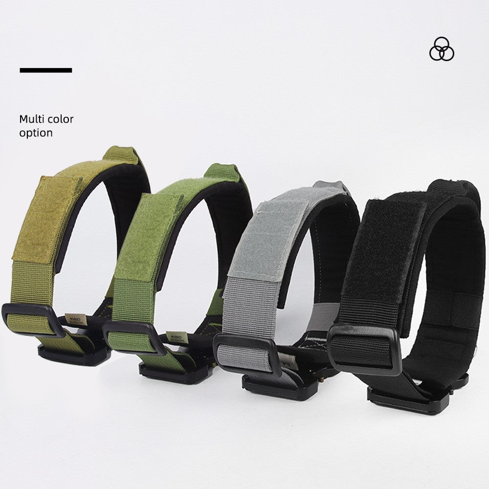 KFX-8249021 Heavy-Duty Tactical Pet Collar for Large Dogs - Adjustable Sizes in Black, Gray, Army Green, and Khaki