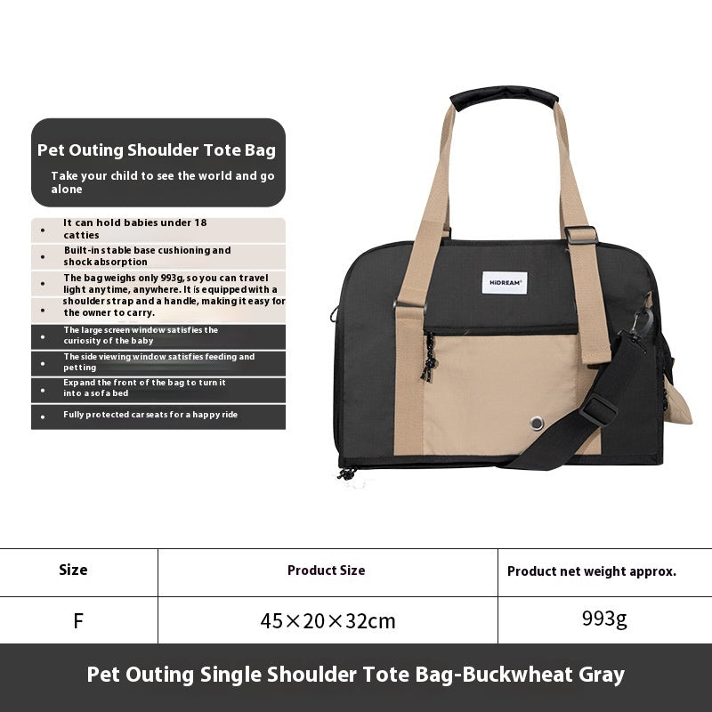 KFX-8249277 Outdoor Portable One-Shoulder Crossbody Cat Pet Bag - Breathable Light Canvas in Various Colors