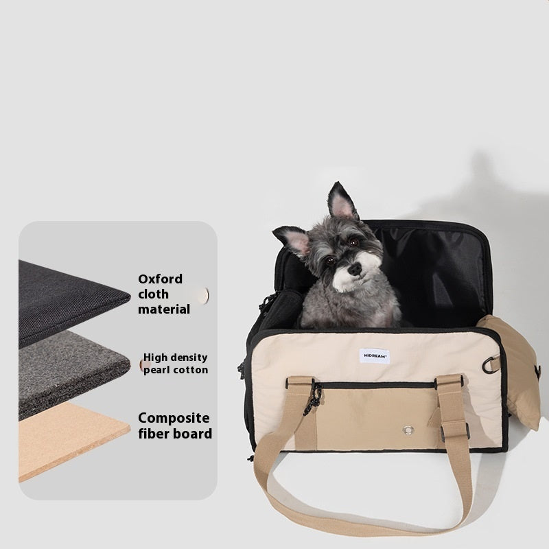 KFX-8249277 Outdoor Portable One-Shoulder Crossbody Cat Pet Bag - Breathable Light Canvas in Various Colors