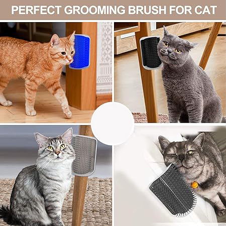 KFX-8250301 Self-Grooming Cat Brush Arch for Shedding and Massage - Interactive Corner Groomer for Dogs and Cats