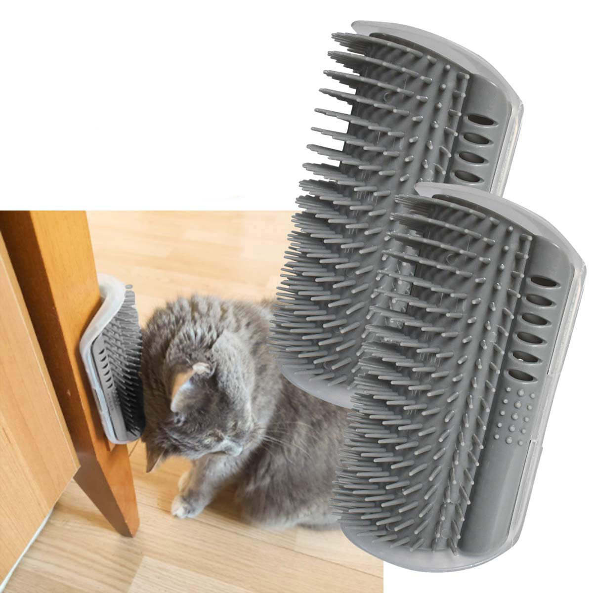 KFX-8250301 Self-Grooming Cat Brush Arch for Shedding and Massage - Interactive Corner Groomer for Dogs and Cats
