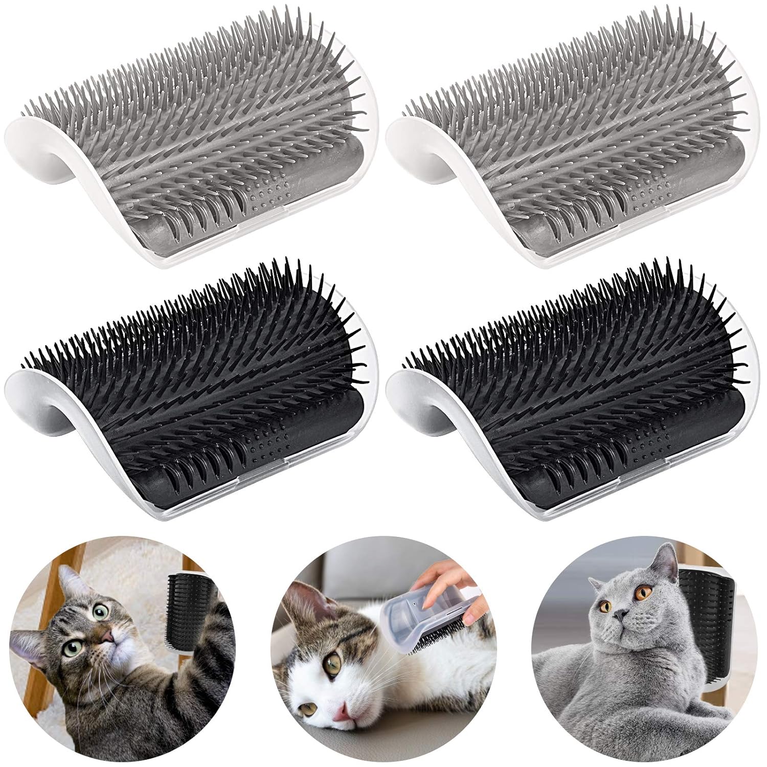 KFX-8250301 Self-Grooming Cat Brush Arch for Shedding and Massage - Interactive Corner Groomer for Dogs and Cats