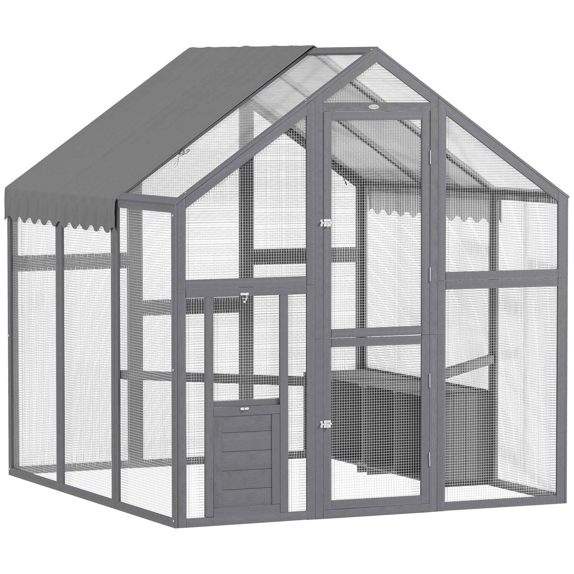 KFX-8250685 Large Wooden Chicken Run with Waterproof Cover for 6-8 Chickens - 33 sq ft Backyard Habitat