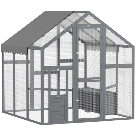 KFX-8250685 Large Wooden Chicken Run with Waterproof Cover for 6-8 Chickens - 33 sq ft Backyard Habitat