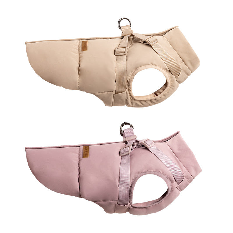 KFX-8251581 Warm Thick Windproof Dog Clothes in Smoke Powder and Khaki Beige – Sizes S to 5XL