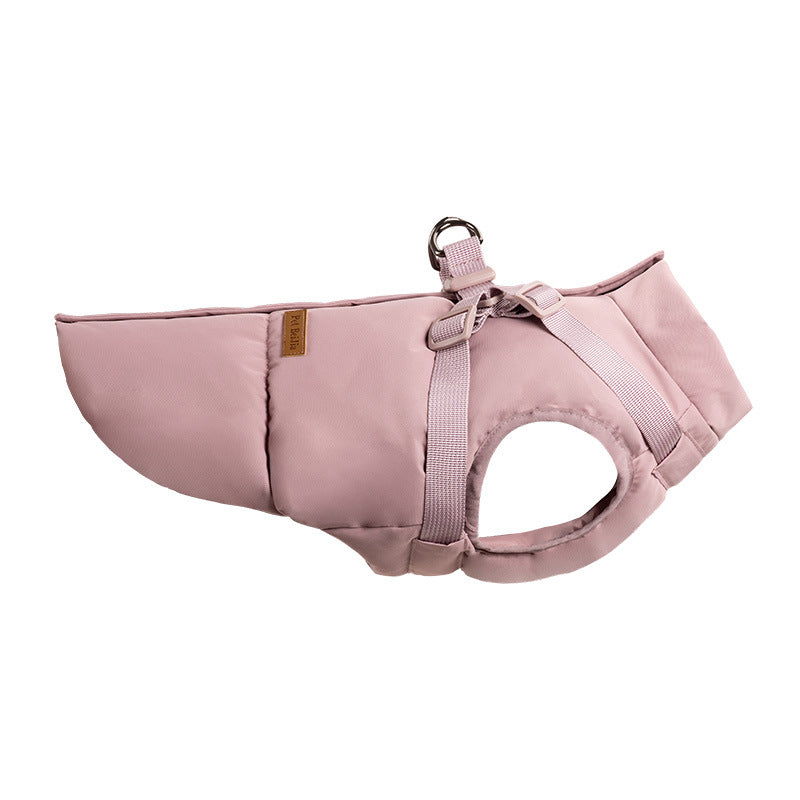 KFX-8251581 Warm Thick Windproof Dog Clothes in Smoke Powder and Khaki Beige – Sizes S to 5XL