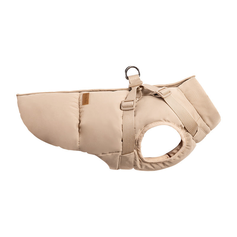 KFX-8251581 Warm Thick Windproof Dog Clothes in Smoke Powder and Khaki Beige – Sizes S to 5XL