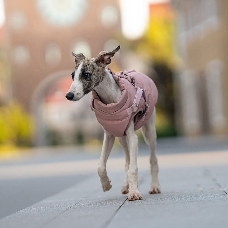 KFX-8251581 Warm Thick Windproof Dog Clothes in Smoke Powder and Khaki Beige – Sizes S to 5XL