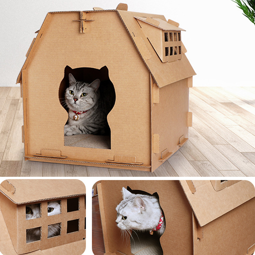 KFX-8252093 Corrugated Paper Cat House with Honeycomb Design for Comfortable Play and Relaxation