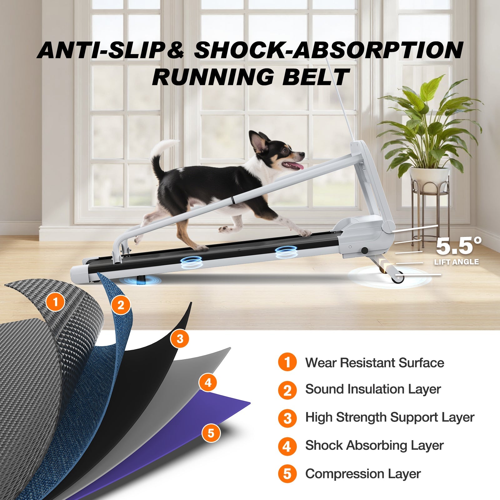 KFX-8252477 Quiet Smart Pet Treadmill for Small to Medium Dogs - Adjustable Speed, Foldable Design, LED Display, 0.5-6.0 MPH Speed Range