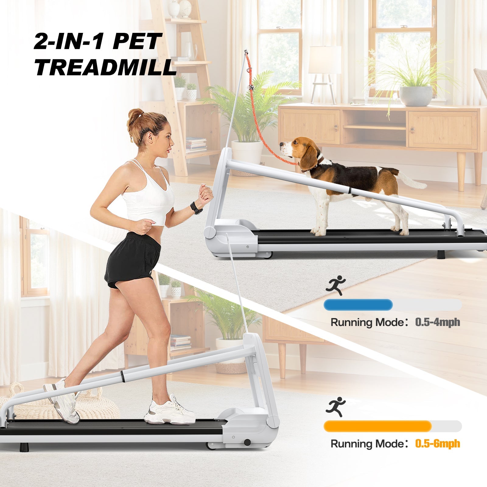 KFX-8252477 Quiet Smart Pet Treadmill for Small to Medium Dogs - Adjustable Speed, Foldable Design, LED Display, 0.5-6.0 MPH Speed Range