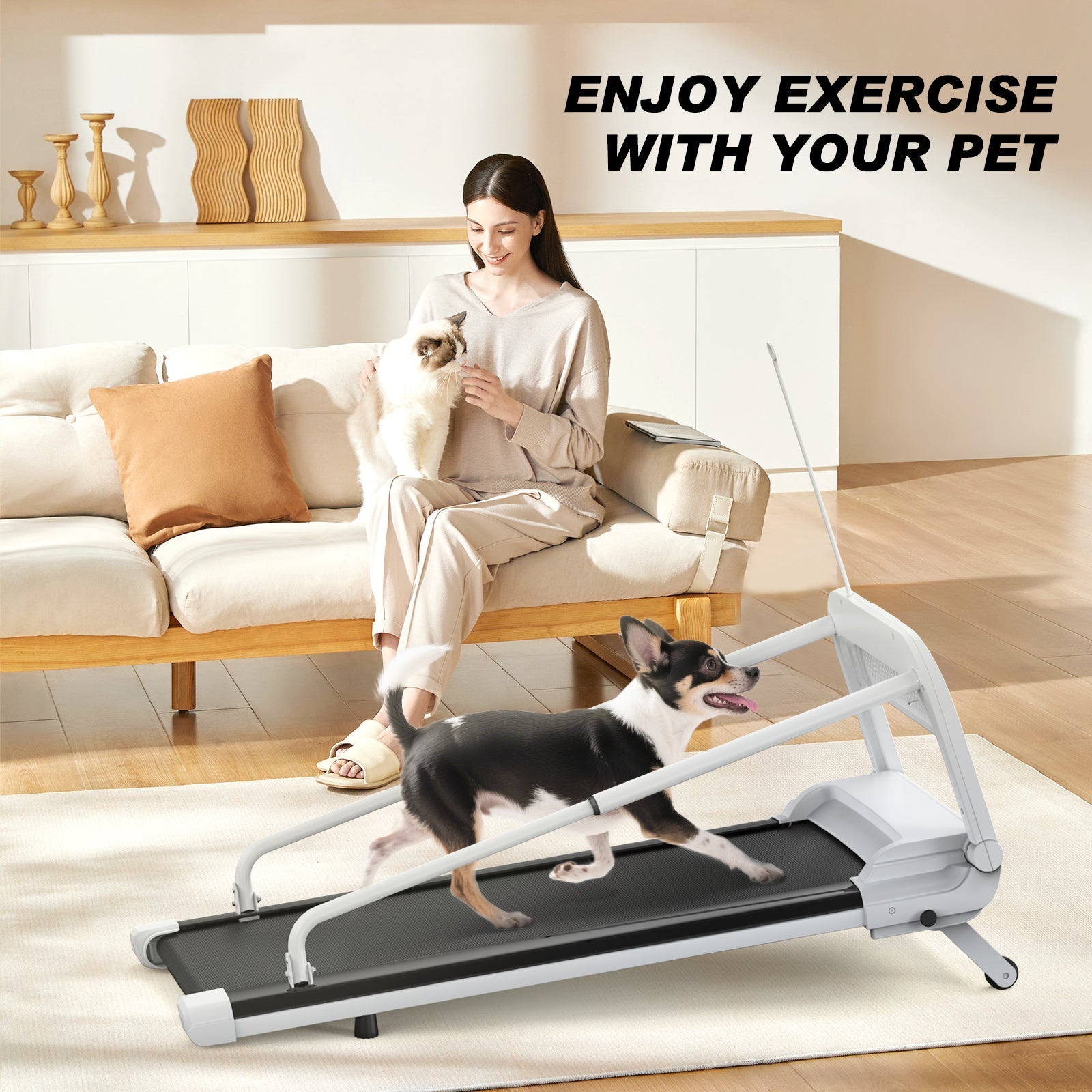 KFX-8252477 Quiet Smart Pet Treadmill for Small to Medium Dogs - Adjustable Speed, Foldable Design, LED Display, 0.5-6.0 MPH Speed Range