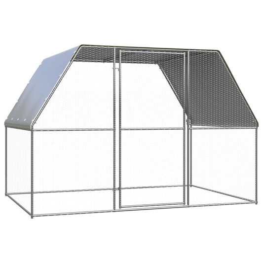 KFX-8254397 Galvanized Outdoor Chicken Coop Enclosure 3x2x2 m with Lockable Gate