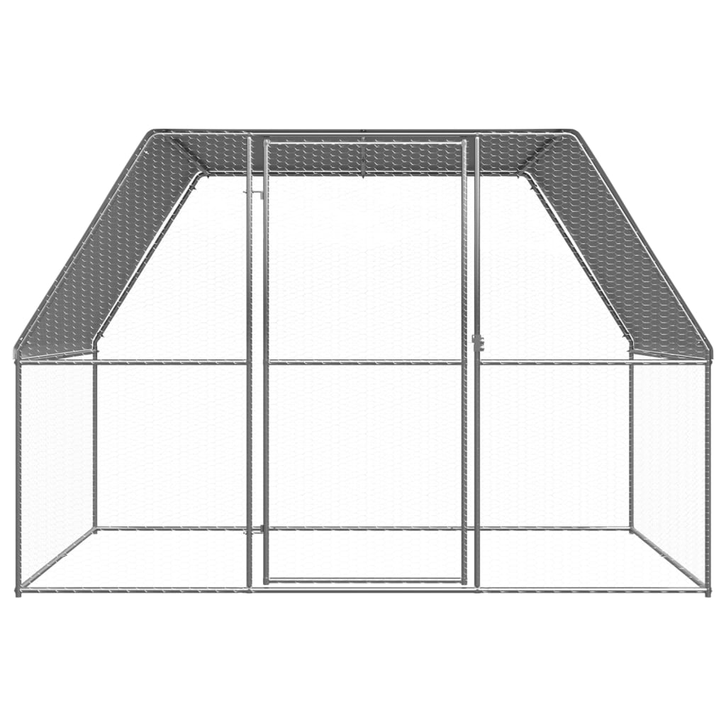 KFX-8254397 Galvanized Outdoor Chicken Coop Enclosure 3x2x2 m with Lockable Gate