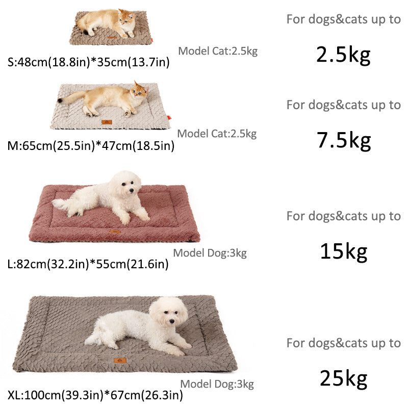 KFX-8254653 Cozy Wool Dog Cushion with Fish Scale Pattern, Warm Sleeping Pad for Autumn and Winter