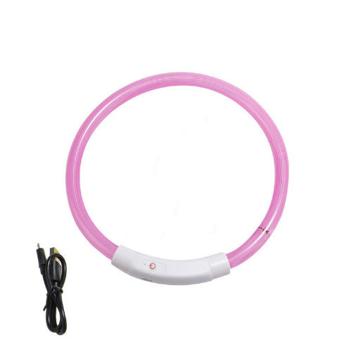 KFX-8254781 Luminous LED Silicone Pet Collar with USB Rechargeable Light Modes