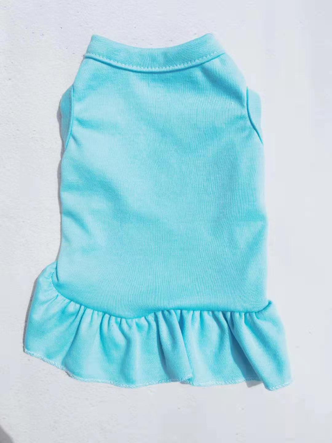 KFX-8260157 Solid Color Cotton Ruffle Dress for Pets - Princess Style Skirt in Various Sizes