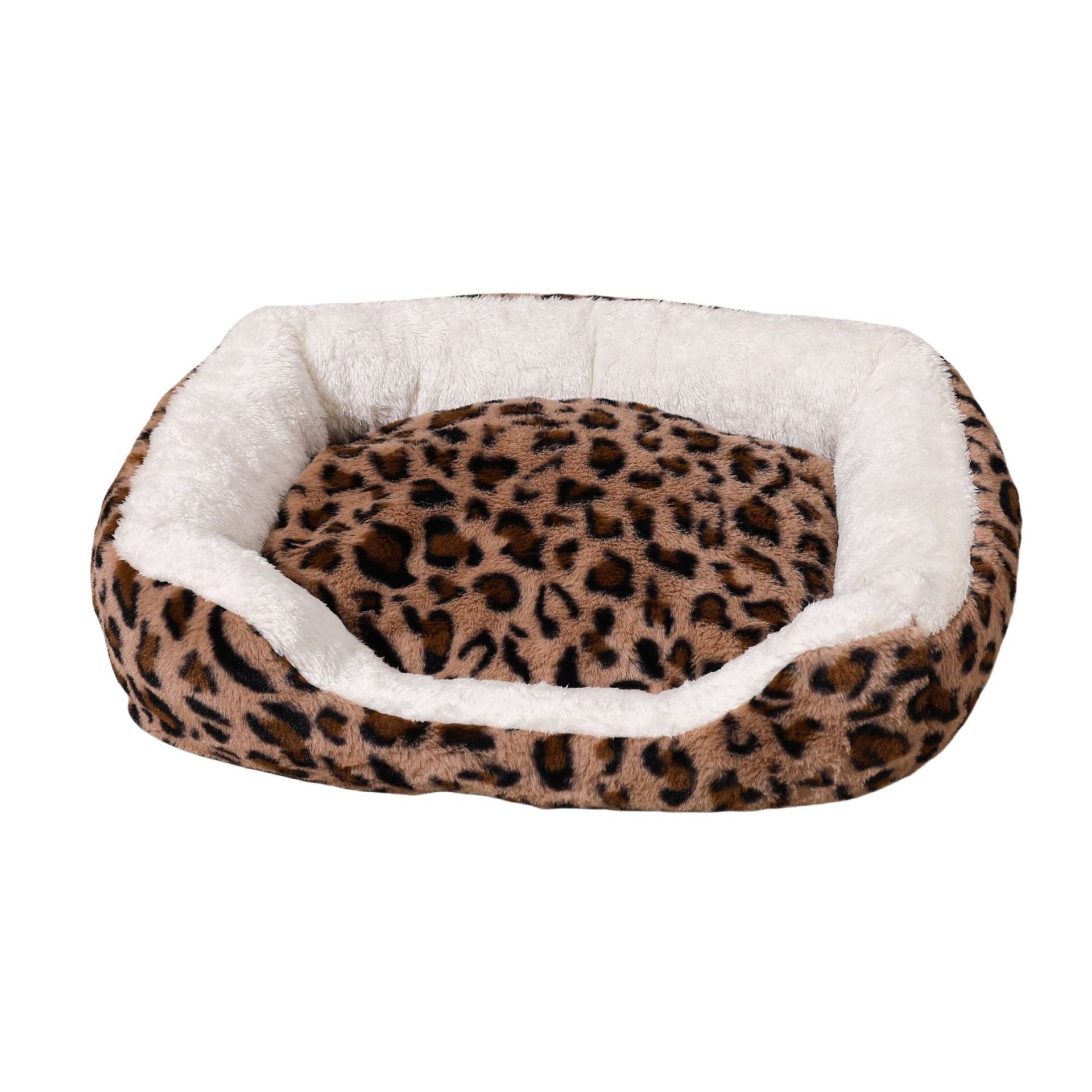 KFX-8261821 Four Seasons Universal Warm Thickened Pet Bed for Cats and Dogs in Leopard Print