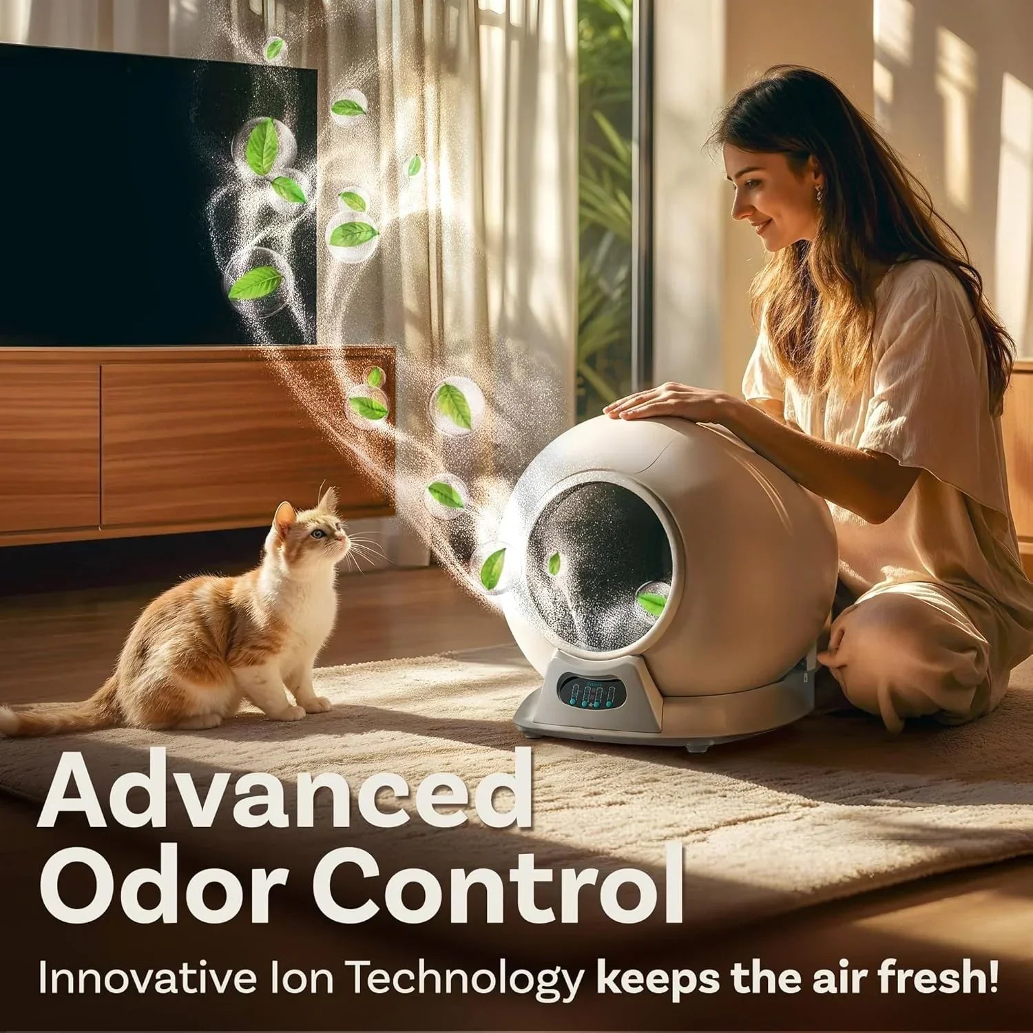 KFX-826195 WiFi Enabled Automatic Cat Litter Box with Safety Sensors and Odor Control for Multiple Cats