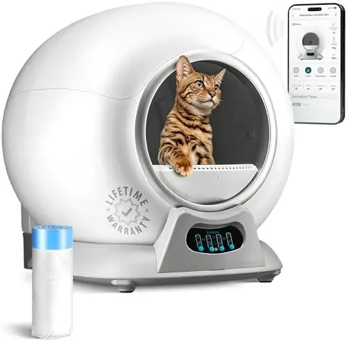 KFX-826195 WiFi Enabled Automatic Cat Litter Box with Safety Sensors and Odor Control for Multiple Cats