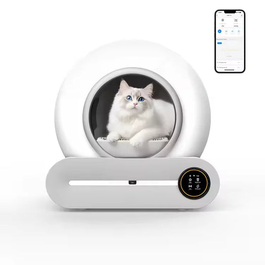 KFX-826195 WiFi Enabled Automatic Cat Litter Box with Safety Sensors and Odor Control for Multiple Cats