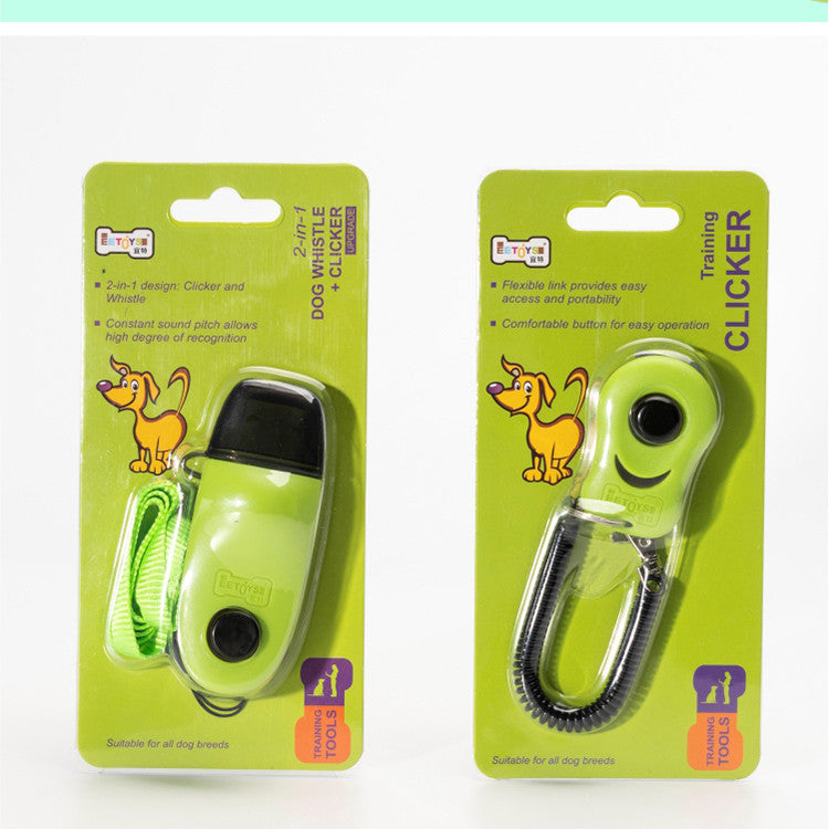 KFX-8263357 Dog Training Clicker and Whistle Set - Plastic Clicker Tool for Efficient Pet Training in Blue and Green