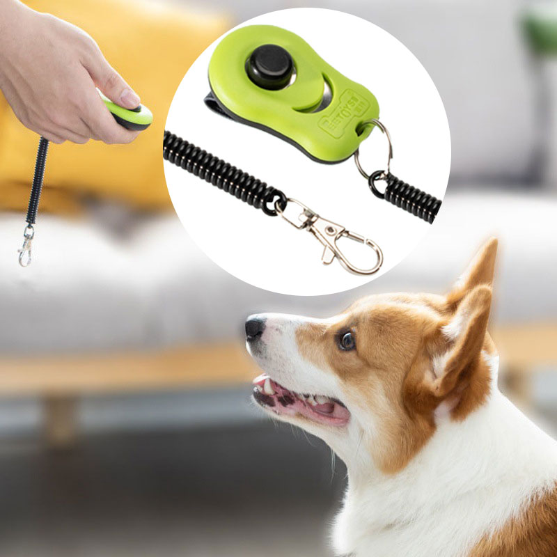 KFX-8263357 Dog Training Clicker and Whistle Set - Plastic Clicker Tool for Efficient Pet Training in Blue and Green
