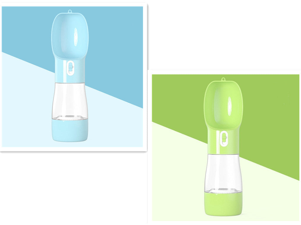 KFX-8264381 Portable Dog Water and Food Dispenser with Easy Push Mechanism and Leak-Proof Design