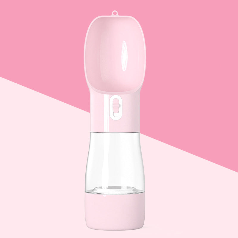 KFX-8264381 Portable Dog Water and Food Dispenser with Easy Push Mechanism and Leak-Proof Design