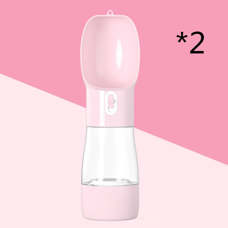 KFX-8264381 Portable Dog Water and Food Dispenser with Easy Push Mechanism and Leak-Proof Design
