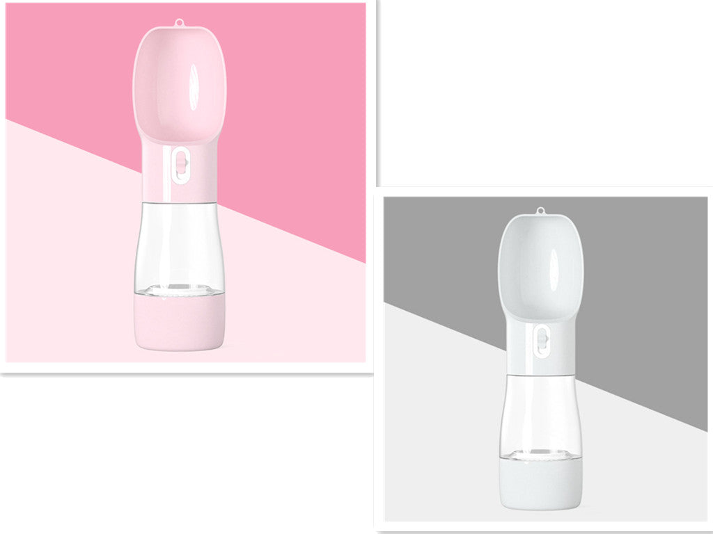 KFX-8264381 Portable Dog Water and Food Dispenser with Easy Push Mechanism and Leak-Proof Design