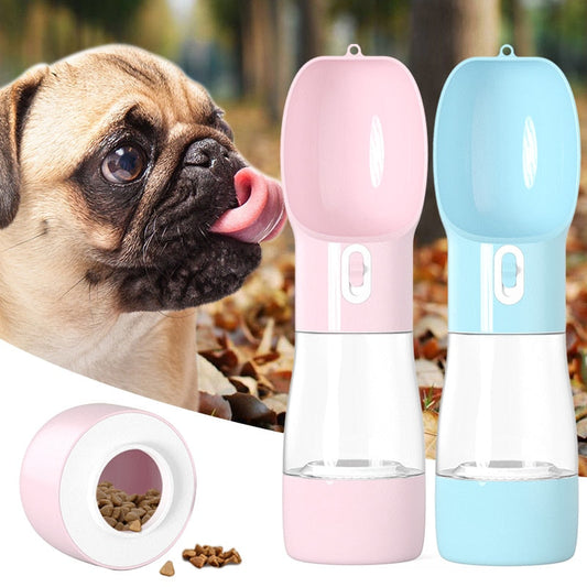 KFX-8264381 Portable Dog Water and Food Dispenser with Easy Push Mechanism and Leak-Proof Design