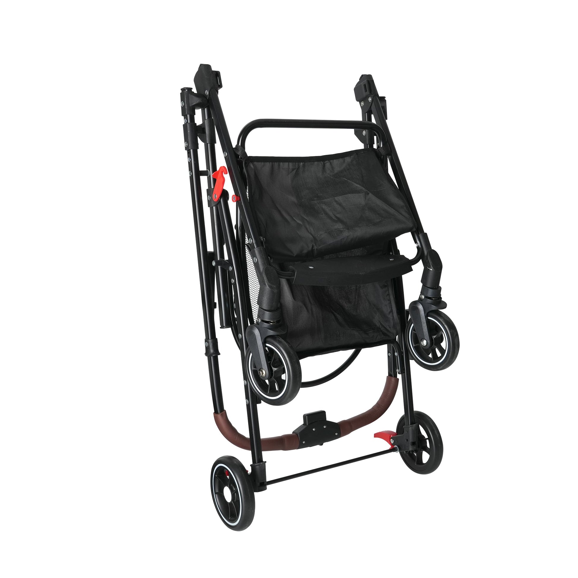 KFX-8264765 Foldable 4-Wheel Pet Stroller with 360° Rotating Wheels, Detachable Carrier, and Travel Bag for Small Dogs and Cats