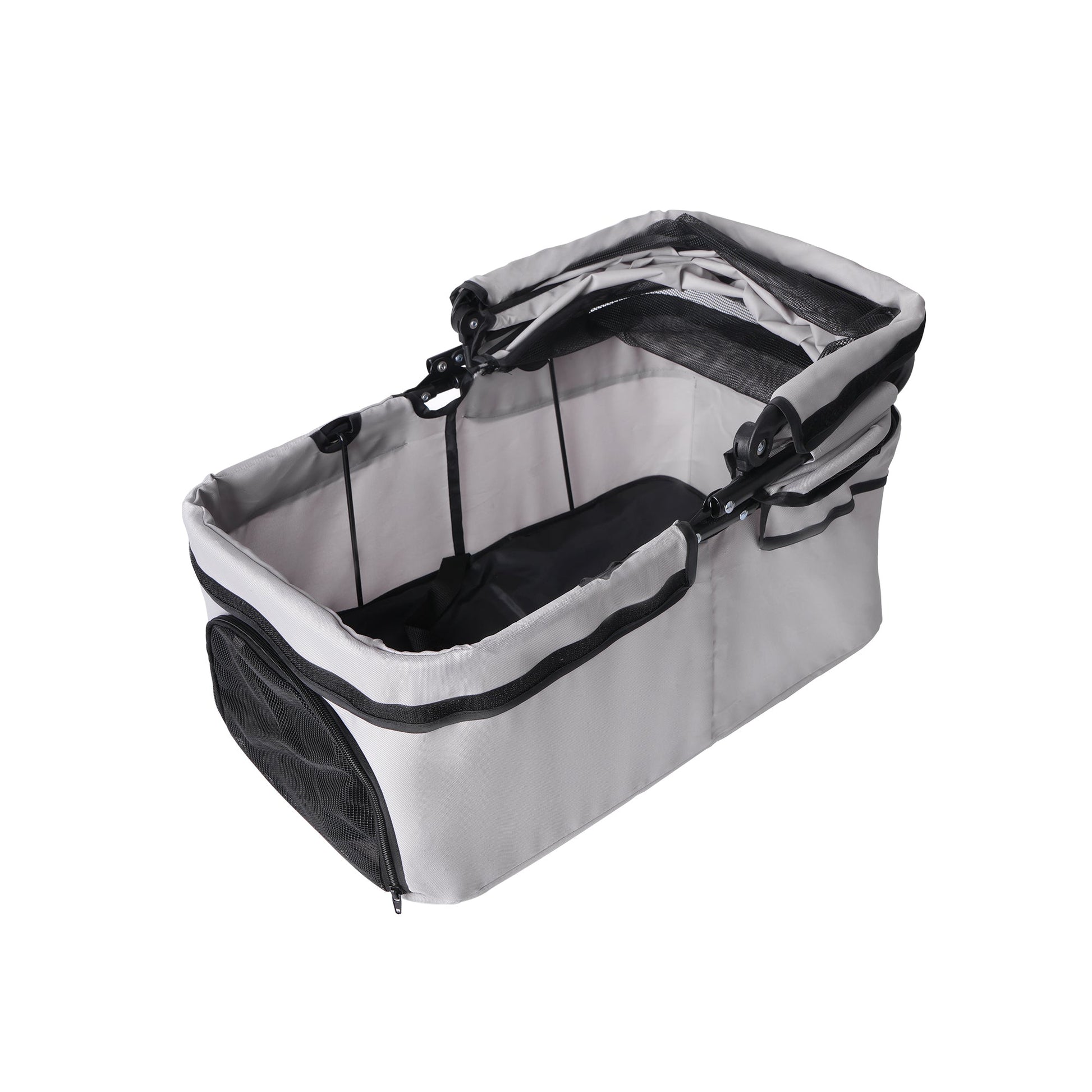 KFX-8264765 Foldable 4-Wheel Pet Stroller with 360° Rotating Wheels, Detachable Carrier, and Travel Bag for Small Dogs and Cats