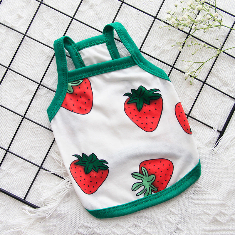KFX-8264893 Lightweight Spring and Summer Dog Vest in Fresh White with Strawberry Design