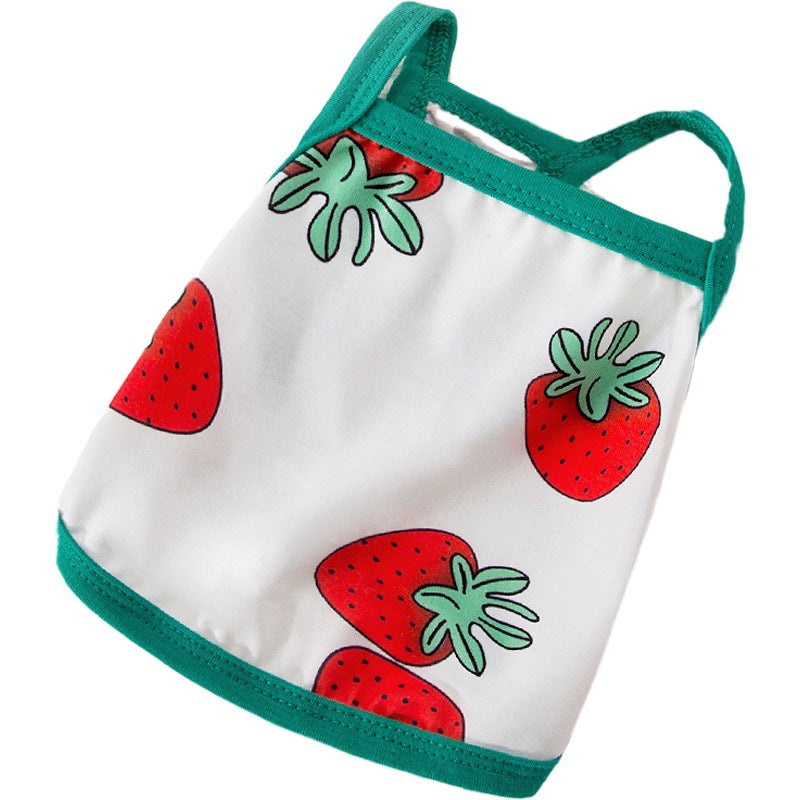 KFX-8264893 Lightweight Spring and Summer Dog Vest in Fresh White with Strawberry Design