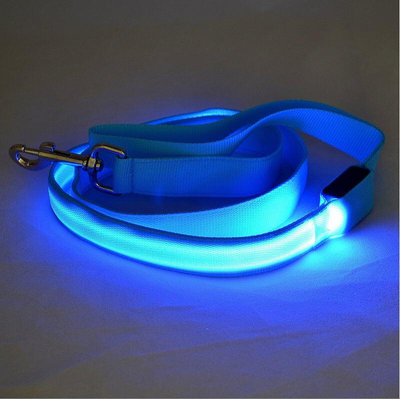 KFX-8268093 Glowing LED Pet Leash - Rechargeable Nylon Double-Sided Traction Belt, 120CM Length, Multiple Colors Available