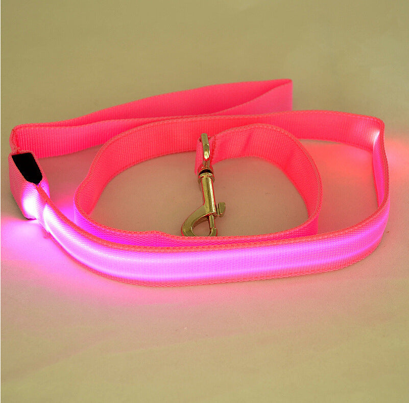 KFX-8268093 Glowing LED Pet Leash - Rechargeable Nylon Double-Sided Traction Belt, 120CM Length, Multiple Colors Available