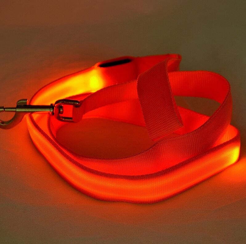 KFX-8268093 Glowing LED Pet Leash - Rechargeable Nylon Double-Sided Traction Belt, 120CM Length, Multiple Colors Available