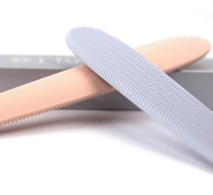 KFX-8269885 Cat Tongue Comb for Gentle Grooming – Soft ABS, Dual-Sided Design in Morandi Gray and Powder