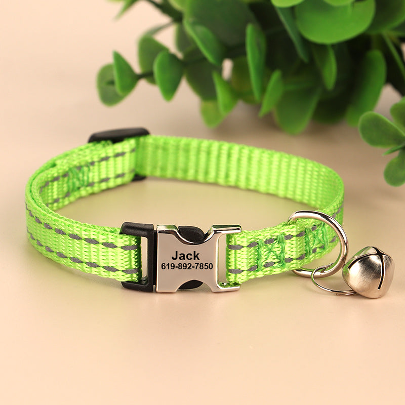 KFX-8270141 Reflective Anti-Slip Cat Neck Collar - Adjustable Nylon in Multiple Colors