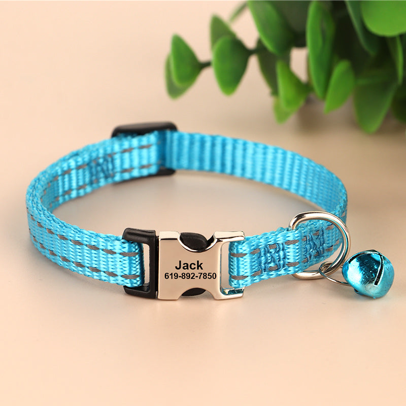 KFX-8270141 Reflective Anti-Slip Cat Neck Collar - Adjustable Nylon in Multiple Colors
