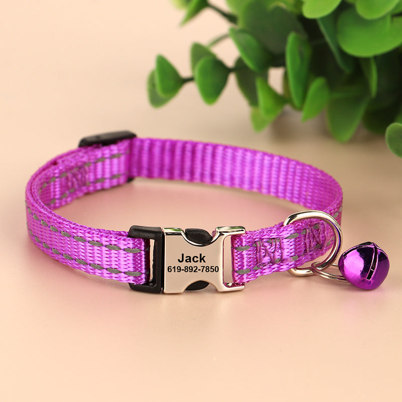 KFX-8270141 Reflective Anti-Slip Cat Neck Collar - Adjustable Nylon in Multiple Colors