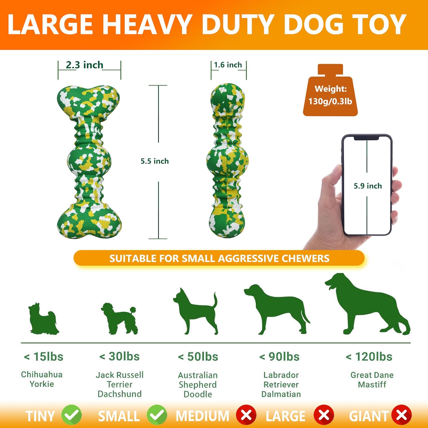 KFX-8271549 Durable Natural Rubber Dog Chew Toy for Medium to Large Aggressive Chewers