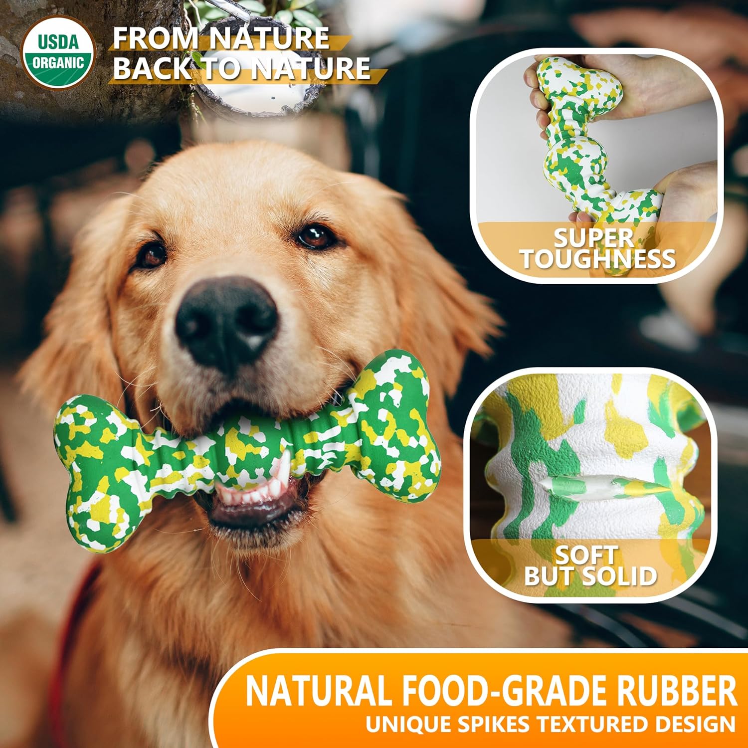 KFX-8271549 Durable Natural Rubber Dog Chew Toy for Medium to Large Aggressive Chewers
