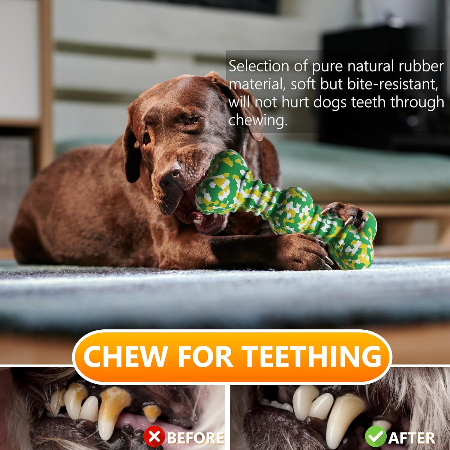 KFX-8271549 Durable Natural Rubber Dog Chew Toy for Medium to Large Aggressive Chewers