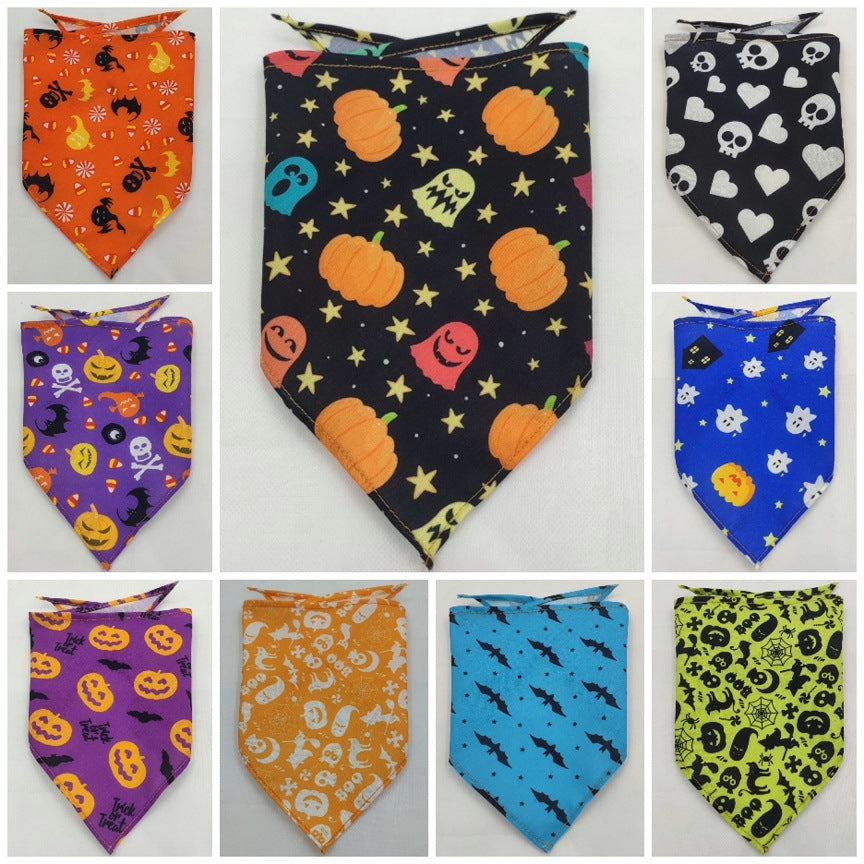 KFX-8271677 Pet Triangle Scarf Towel for Drool Cleanup - Soft Polyester Tie-Dye Design