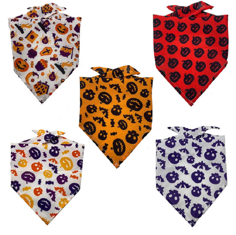 KFX-8271677 Pet Triangle Scarf Towel for Drool Cleanup - Soft Polyester Tie-Dye Design