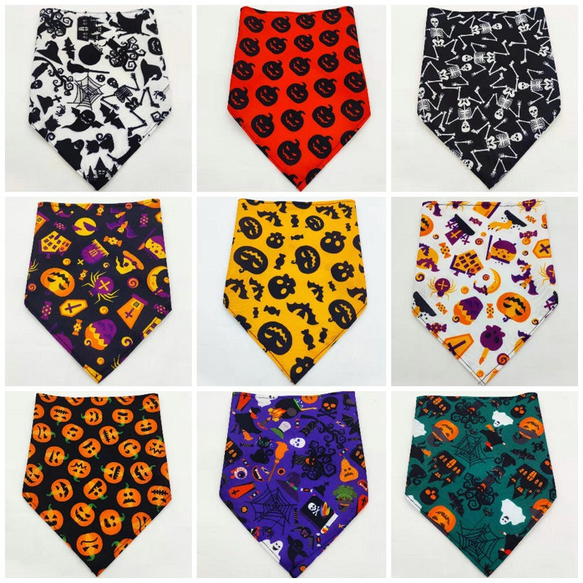 KFX-8271677 Pet Triangle Scarf Towel for Drool Cleanup - Soft Polyester Tie-Dye Design