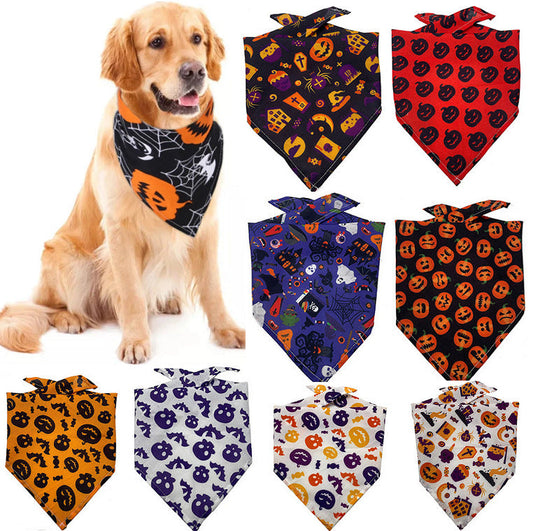 KFX-8271677 Pet Triangle Scarf Towel for Drool Cleanup - Soft Polyester Tie-Dye Design